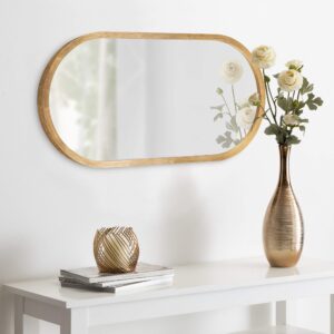 Kate and Laurel Travis Modern Capsule Wood Framed Wall Mirror, 12 x 24, Gold, Chic Geometric Wall Hanging Mirror for Display