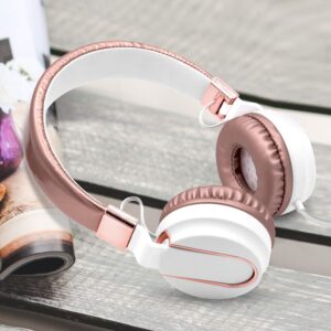 On-Ear Headphones with Built-in Mic, Portable Audio Headset with Adjustable Headband, Soft Ear Cushioned Pads, Foldable Design, for Phone or Computer Use, Hear Calls & Music Clearly - Chroma Rose Gold