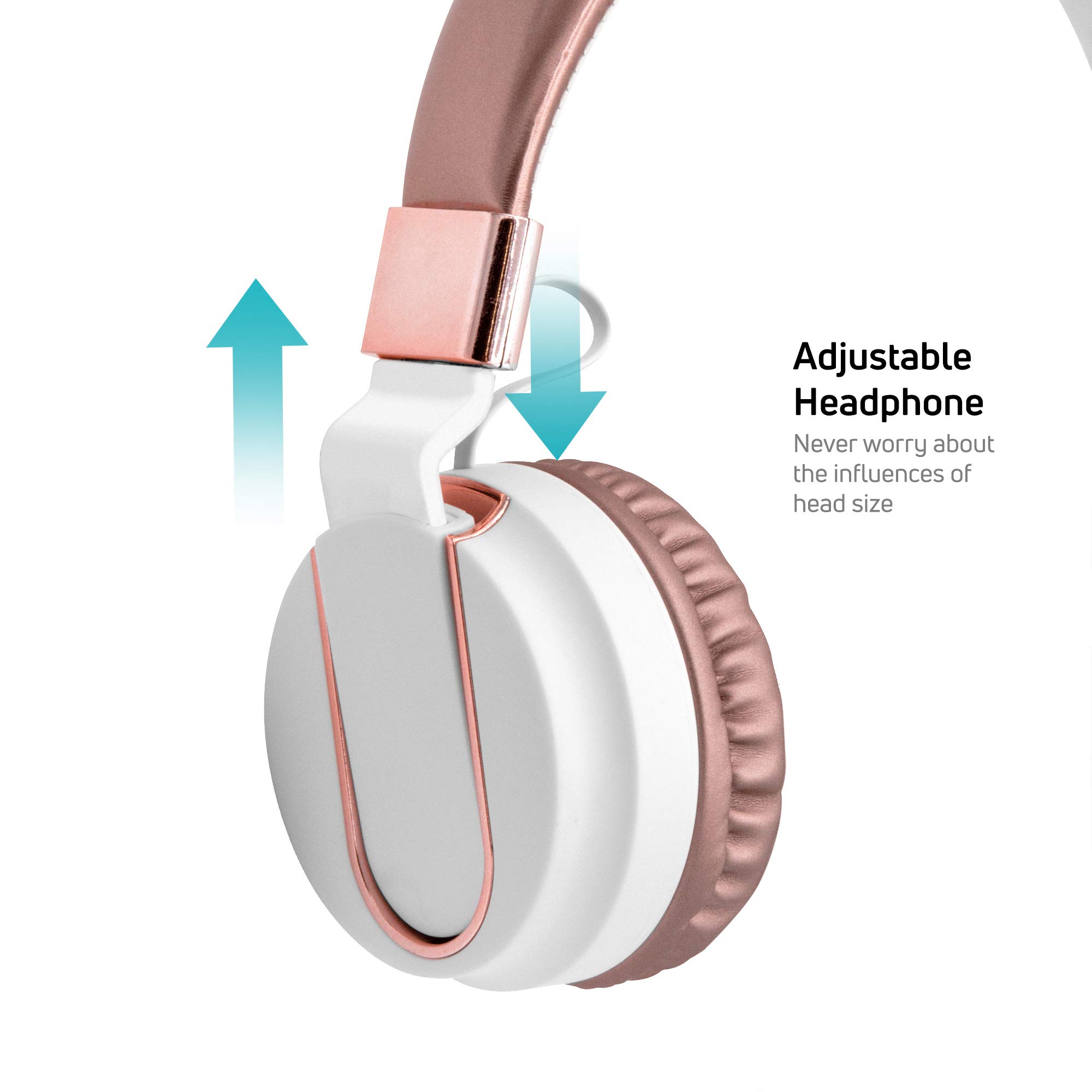 On-Ear Headphones with Built-in Mic, Portable Audio Headset with Adjustable Headband, Soft Ear Cushioned Pads, Foldable Design, for Phone or Computer Use, Hear Calls & Music Clearly - Chroma Rose Gold