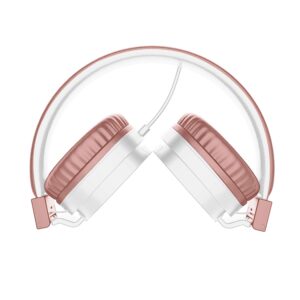 On-Ear Headphones with Built-in Mic, Portable Audio Headset with Adjustable Headband, Soft Ear Cushioned Pads, Foldable Design, for Phone or Computer Use, Hear Calls & Music Clearly - Chroma Rose Gold