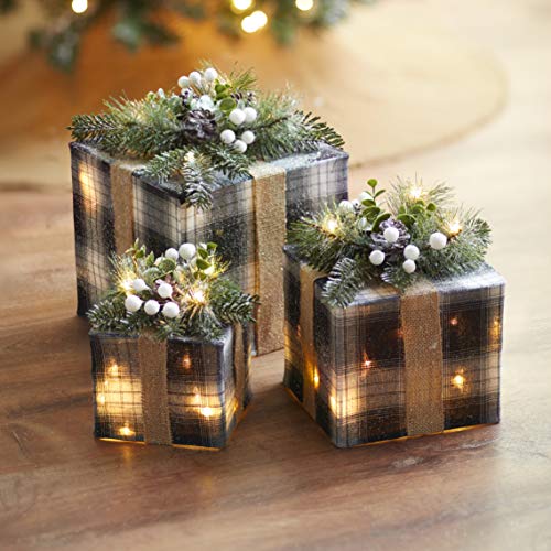 Lighted Gift Box Decor Black/White