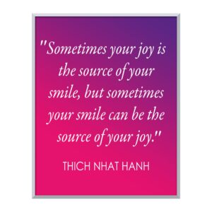 your smile can be the source of your joy - thich nhat han quotes spiritual wall art, this modern design wall art print is for home decor, office decor, studio decor, zen decor. unframed - 8 x 10