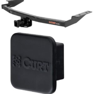 Curt 13126 22272 Class 3 Trailer Hitch with 2 Inch Receiver and 2 Inch Rubber Hitch Tube Cover Bundle for Nissan Pathfinder and Infiniti QX60