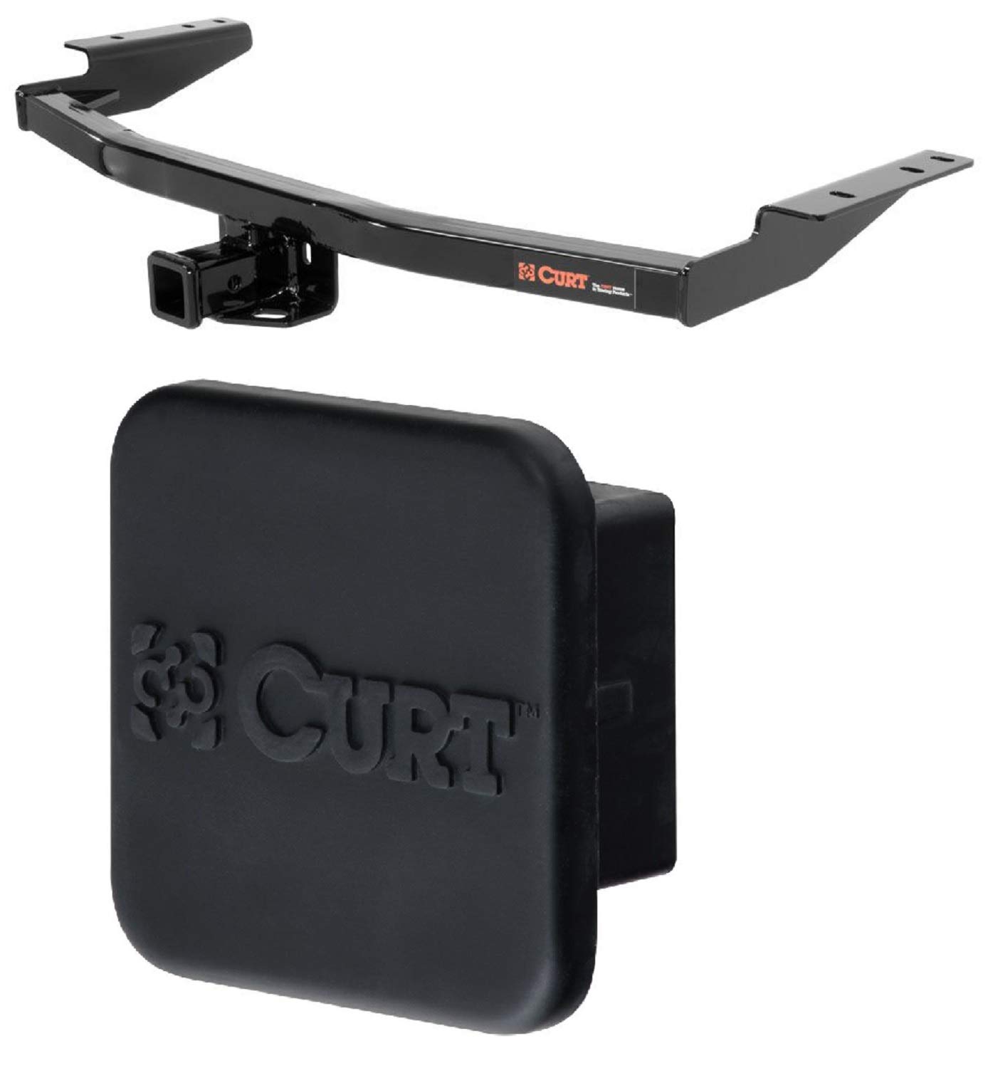 Curt 13126 22272 Class 3 Trailer Hitch with 2 Inch Receiver and 2 Inch Rubber Hitch Tube Cover Bundle for Nissan Pathfinder and Infiniti QX60