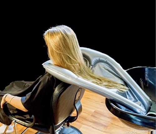 Inflatable Hair Washing Funnel for Shampooing Hair in Any Chair and Basin. Portable Tray Device to Use at Home, in Salon, Nursing Home or Hospital Cape to Help Keep Clothes Dry Pump Included!