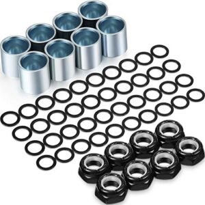 56 pieces skateboard truck hardware kit includes 8 pieces spacers, 8 pieces axle nuts and 40 pieces speed rings for skateboard and longboard