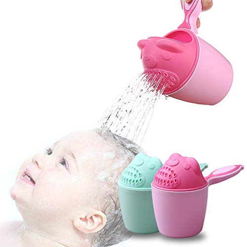 Rinse Shampoo Rinser Baby Rinse Cup Baby Bath Rinser Wash Hair Cup by Protecting Infant Eyes (Bear-Pink)