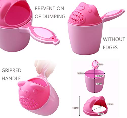 Rinse Shampoo Rinser Baby Rinse Cup Baby Bath Rinser Wash Hair Cup by Protecting Infant Eyes (Bear-Pink)