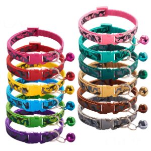 love dream puppy id collars 12pcs puppy whelping collars, easy to identify, adjustable breakaway collars with bell for litter identification collars for newborn puppies kitten (medium(9.9"-15.7"))