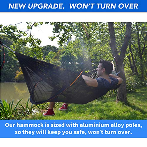 Camping Tree Hammock with Mosquito and Bug Netting - Parachute Lightweight Nylon - Portable Ultralight - for Indoor, Outdoor, Hiking, Camping, Backpacking, Travel, Backyard, Beach