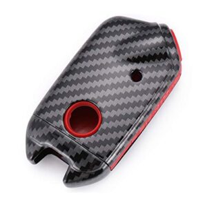 WFMJ Red Carbon Fiber + Silicone Button Remote 4 Buttons Key Fob Cover Case Shell Fob for Kia Stinger K900