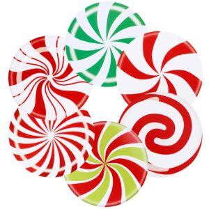 300 pieces christmas candy stickers candy roll labels 6 alternating designs candy labels circle round color small candy seals for christmas (2 inch)