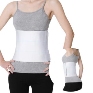 s abdominal binder post surgery - elastic waist band for stomach support & compression, bariatric, tummy tuck | latex-free, breathable belly wrap hernia belt lipo garment - (30" - 45") 3 panel - 9"