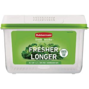 rubbermaid freshworks saver, large produce storage container, 18.1-cup, clear