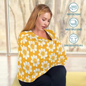 Nursing Cover Breastfeeding Scarf, Tropical Yellow Sunflower Car Seat Covers for Babies Infant Stretchy Soft Breathable Infant Stroller Cover, Carseat Canopy for Girls Boys