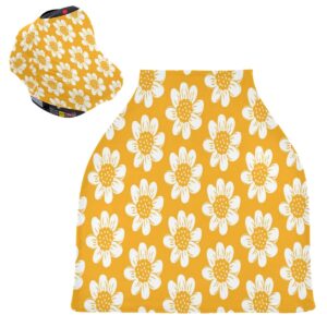 Nursing Cover Breastfeeding Scarf, Tropical Yellow Sunflower Car Seat Covers for Babies Infant Stretchy Soft Breathable Infant Stroller Cover, Carseat Canopy for Girls Boys