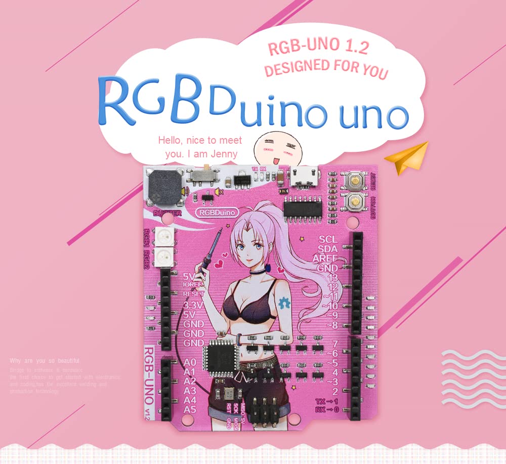 BIQU RGBDuino UNO V1.2 Jenny Development Board ATmega328P Chip CH340C VS Arduino UNO R3 Upgrade for Raspberry Pi 4 Raspberry Pi 3B