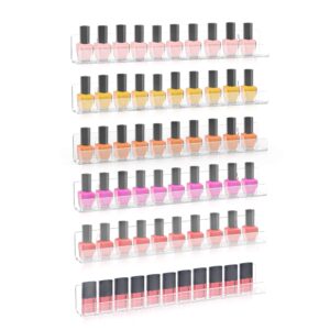 sezanrpt nail polish rack for wall, clear nail polish organizer wall mounted, acrylic nail polish shelf 6 pack