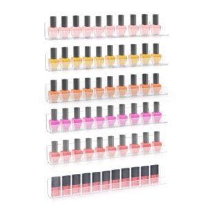 Sezanrpt Nail Polish Rack for Wall, Clear Nail Polish Organizer Wall Mounted, Acrylic Nail Polish Shelf 6 Pack