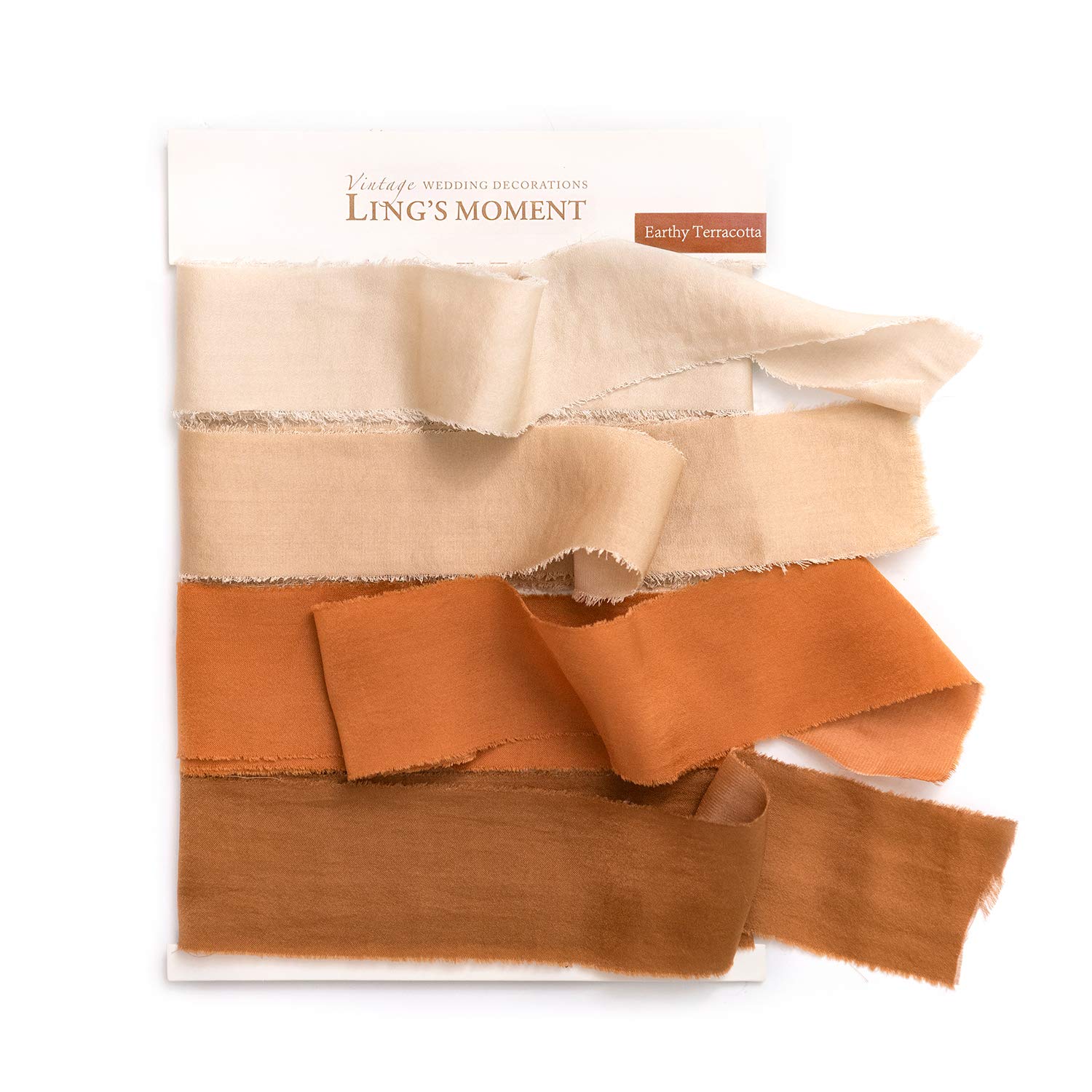 Ling's Moment Handmade Fringe Chiffon Silk-Like Ribbon Smooth Ribbon Ombre Colors Chart, Cozy Terracotta