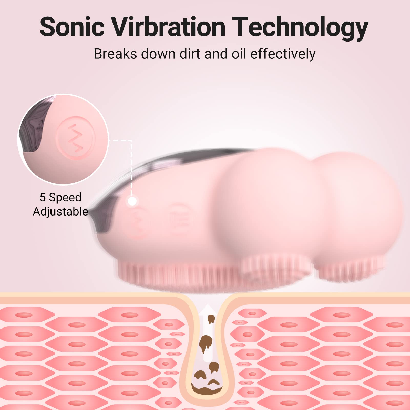 MelodySusie Electric Sonic Facial Cleansing Brush with Heated Massaging, Silicone Face Cleansing Device for Deep Cleaning & Gentle Exfoliating, Rechargeable, Gifts for Women