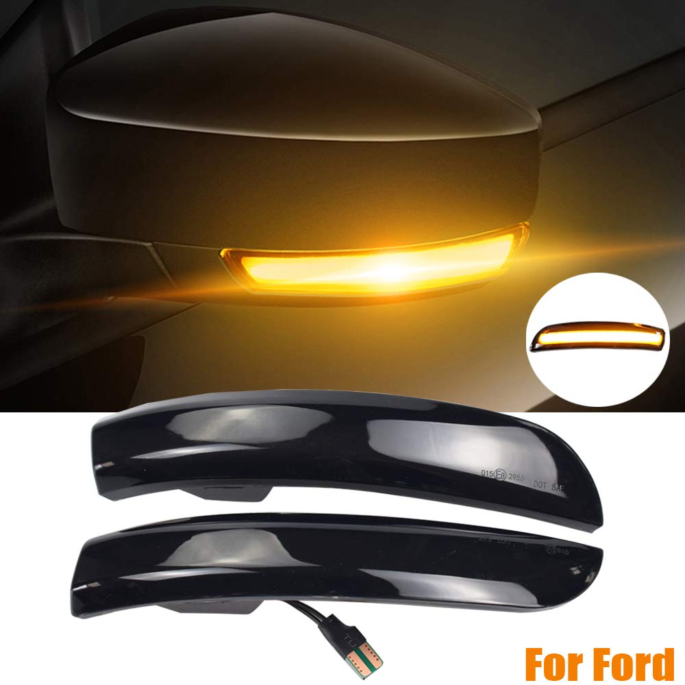 Jinfili Sequential Dynamic LED Turn Signal Light Side Mirror Marker Lamp accessories Compatible with Ford Escape Ecosport 2013-2018,2012-2018 Focus ST SE RS,C-Max 2013-2017