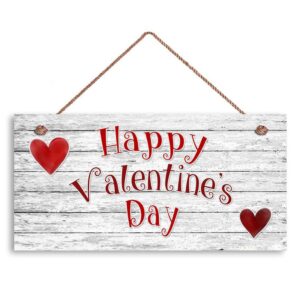 happy valentine's day sign, red hearts, distressed wood style sign, 6" x 12" sign, valentine's day gift, holiday door sign（e4-wh219）