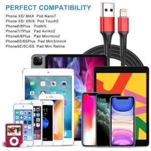 iPhone Charger, [Apple MFi Certified ] 3Pack 6FT USB A Cable, [Upgrade] Fast iPhone Charging Cord Cable Compatible with iPhone 11/11 Pro/11 Pro Max/X/XS/XR/XS Max/8/8 Plus(Red)