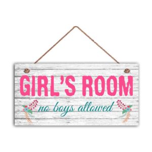 maiyuan girl's room sign, no boys allowed, girl's room decor, nursery, girl's door sign, room plaque, birthday gift, 5" x 10" sign(e2-wh065)