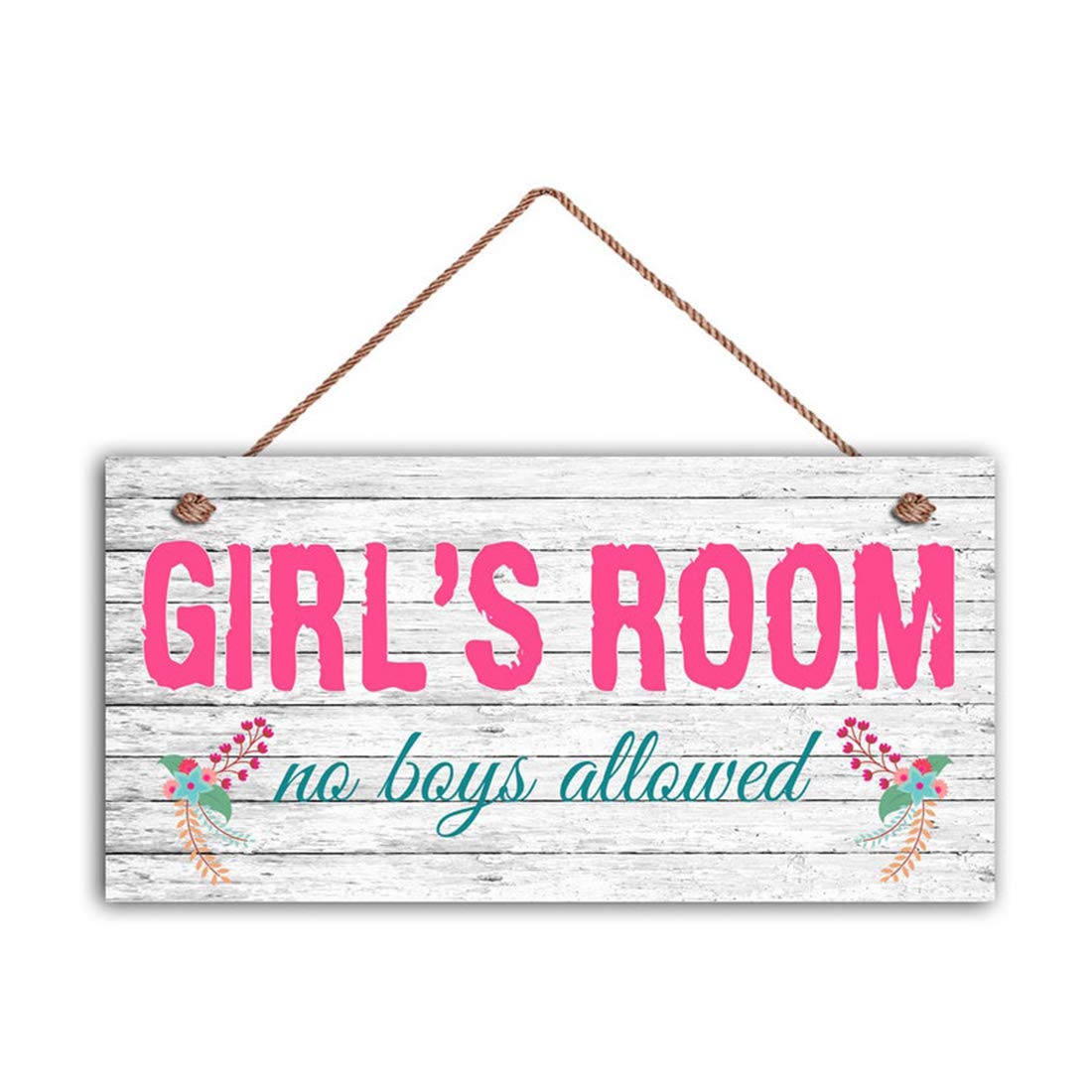 MAIYUAN Girl's Room Sign, No Boys Allowed, Girl's Room Decor, Nursery, Girl's Door Sign, Room Plaque, Birthday Gift, 5" x 10" Sign(E2-WH065)