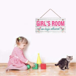 MAIYUAN Girl's Room Sign, No Boys Allowed, Girl's Room Decor, Nursery, Girl's Door Sign, Room Plaque, Birthday Gift, 5" x 10" Sign(E2-WH065)