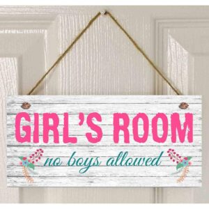 MAIYUAN Girl's Room Sign, No Boys Allowed, Girl's Room Decor, Nursery, Girl's Door Sign, Room Plaque, Birthday Gift, 5" x 10" Sign(E2-WH065)