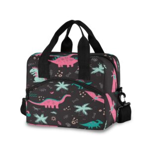colorful dinosaur lunch bag for boys girls,dinosaur children reusable lunch bags lunch box container with detachable shoulder strap,insulated lunch coolers for school work