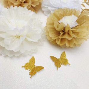 Mybbshower Gold 3D Paper Butterfly Wall Stickers for Home Door Wall Decor Birthday Party Decoration Kids Room Pack of 36