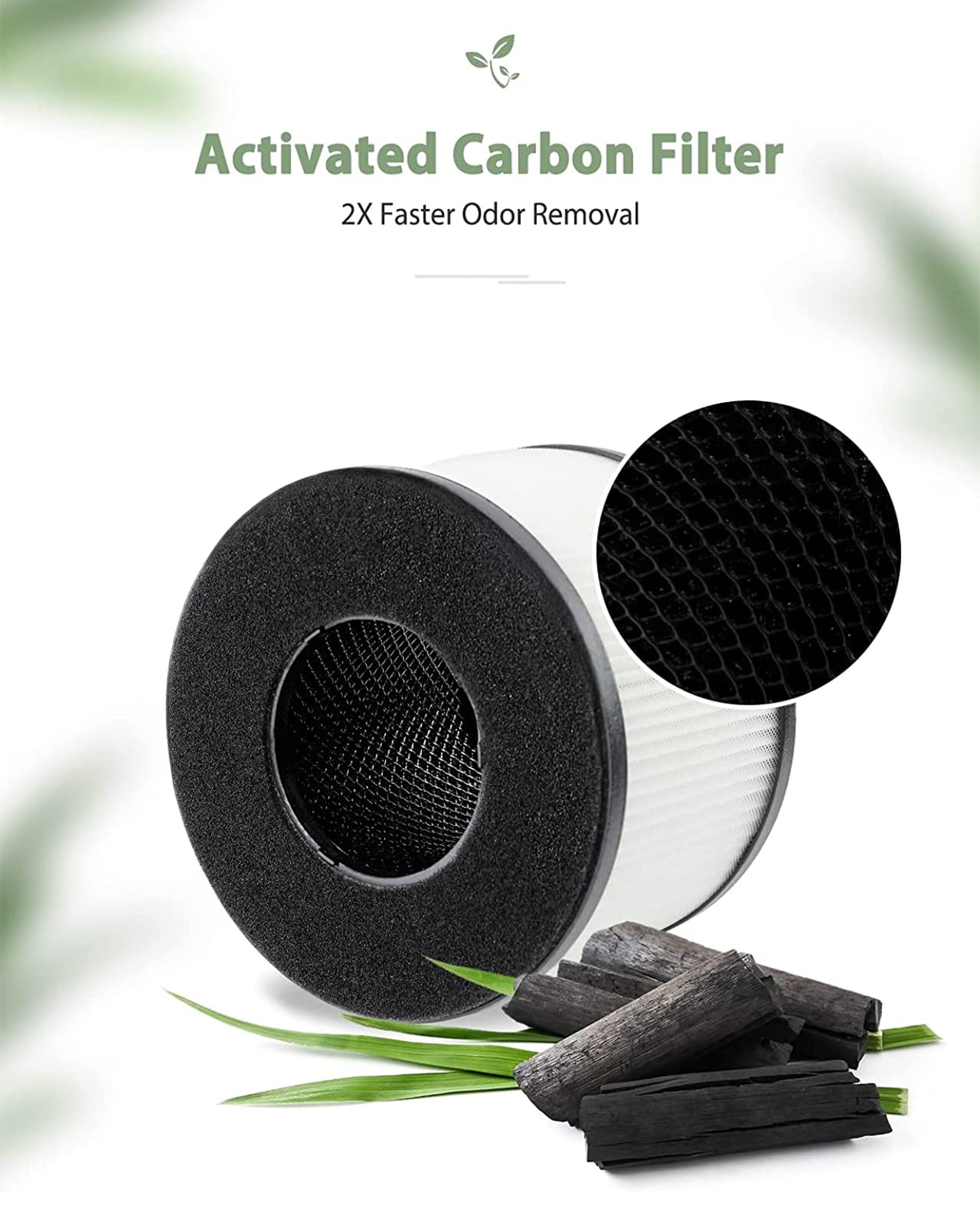 BS-03 Filter Replacement Compatible with PARTU and Slevoo BS-03 Air Purifier, H13 True HEPA and Activated Carbon Filter, Part# U & X, 2 Pack