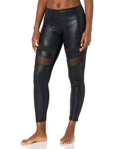 v.i.p. jeans performance leggings for women high waist yoga pants mesh thigh ripples, python black, x-large