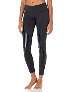 v.i.p. jeans performance leggings for women high waist yoga pants leather look, gloss black, medium