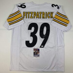 autographed/signed minkah fitzpatrick pittsburgh white football jersey jsa coa