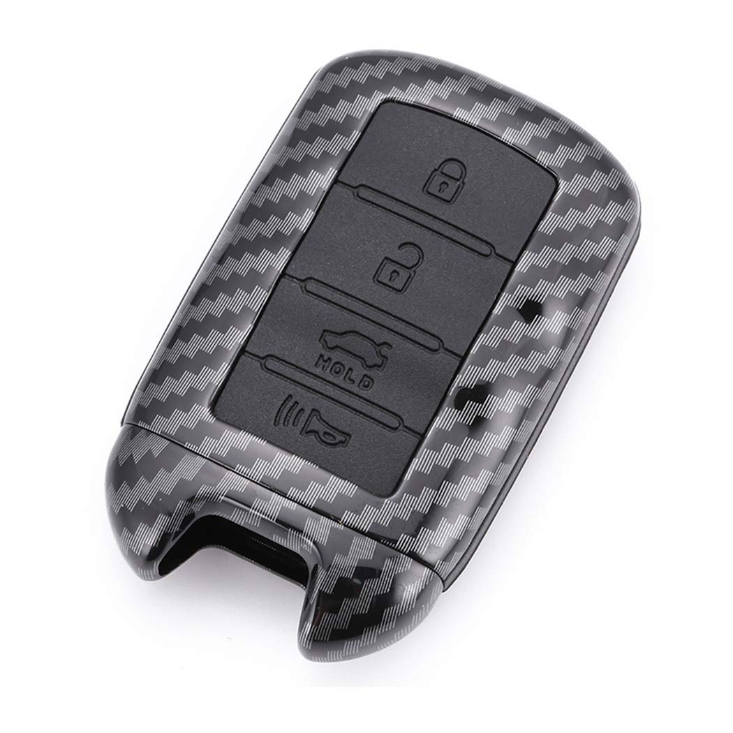 WFMJ Black Carbon Fiber + Silicone Button Smart Remote 4 Buttons Key Fob Cover Keychain Keyring Case Jacket Shell Skin for 2014-2019 Kia Cadenza for 2015-2018 Kia K900 K7 K9