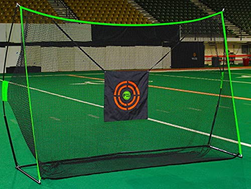 Flair Sports - Golf Hitting Net - Professional Heavy Duty Series - Practice Driver, Irons, & Wedges - Indoor & Outdoor Swing Training - Driving Range at Home - Neon Chipping Target - 10' x 7' Size