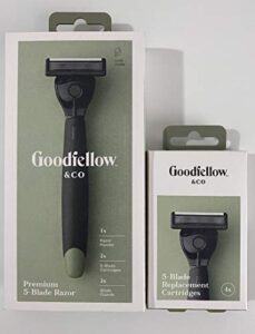 goodfellow & co 5 blade razor handle with 2 cartridges + (4 ct) refill cartridges bundle set.
