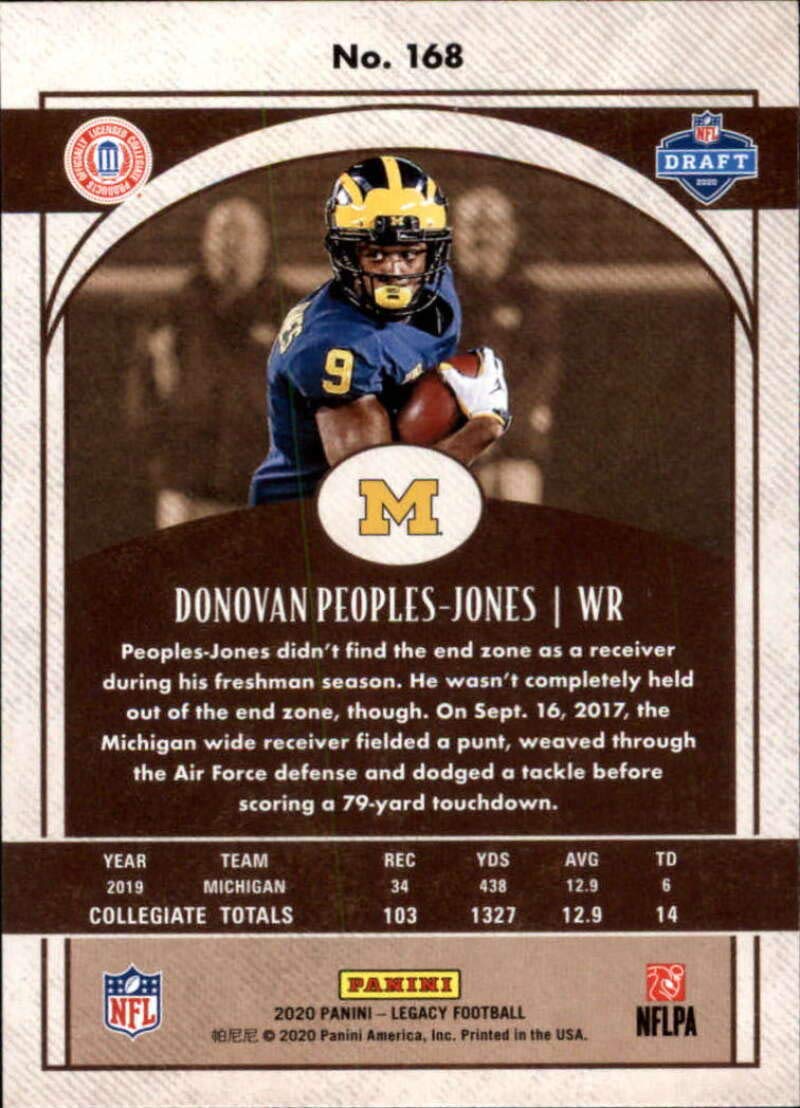 2020 Panini Legacy #168 Donovan Peoples-Jones Rookie Michigan Wolverines NFL Football Trading Card