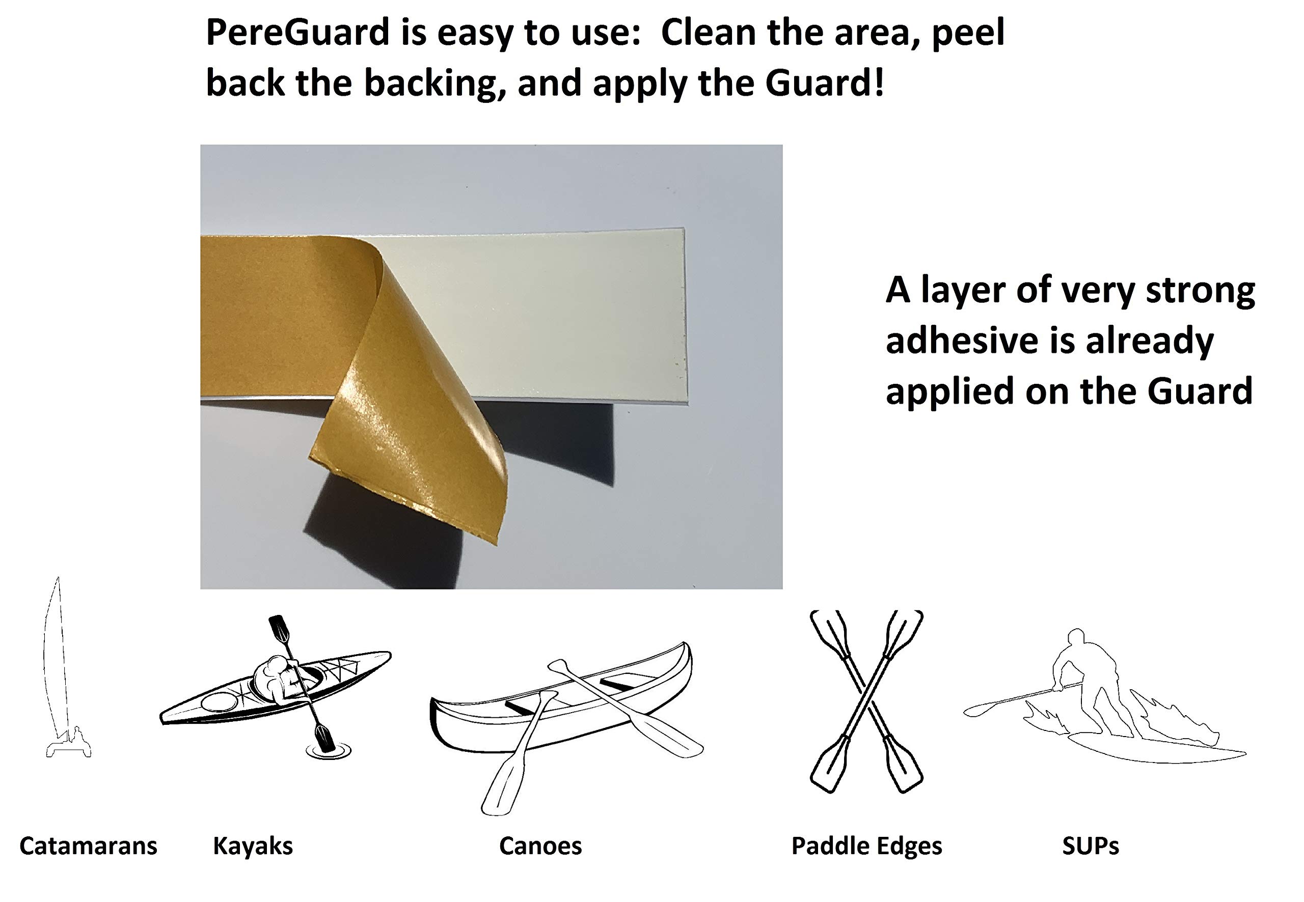 PereGuard Kayak Keel Guard 4" Width White (3 feet) Kayak Canoe Protective Guard Abrasion Resistance