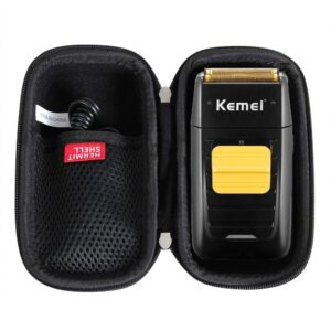 hermitshell hard travel case for kemei professional electric razor men electric foil shaver (black)