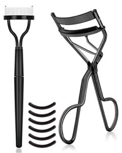 tppick eyelash curler kit metal lash curlers with eyelashes separator comb tools & 6 replacement refill pads (black)