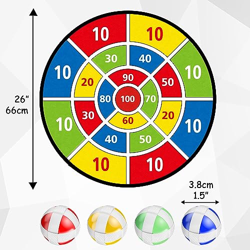 TOMYOU 26" Dart Board for Kids with 16 Sticky Balls, Double Sided Dinosaur Dart Board, Indoor Outdoor Party Games Toys, Birthday Toys Gift for Age 5 6 7 8 9 10 11 12 Year Old Boys Girls