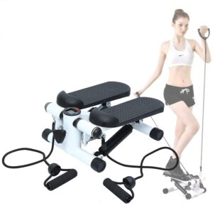 Nisorpa Mini Stair Stepper with Resistance Bands, Portable Stair Climber Exercise Machine, Waist Fitness Twister Step Machine for Full Body Workout, 330 Lbs Capacity