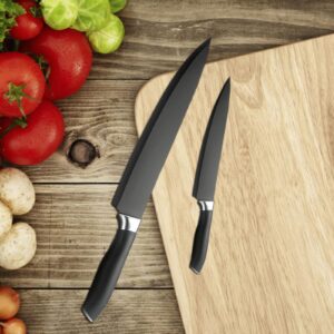 Numola Kitchen Knife Set, 20 Pieces Black Nonstick Cooking Knife Set with Block & Sharpener, Super Sharp Stainless Steel Professional Chef Knife Set with Acrylic Stand for Family Restaurant Apartment