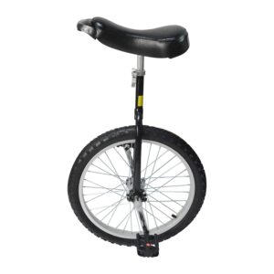 nisorpa 20" inch unicycle classic black one wheel bike with anti-skid alloy rim and pedal adjustable height cycling for kids adults beginner outdoor indoor sports entertainment fun