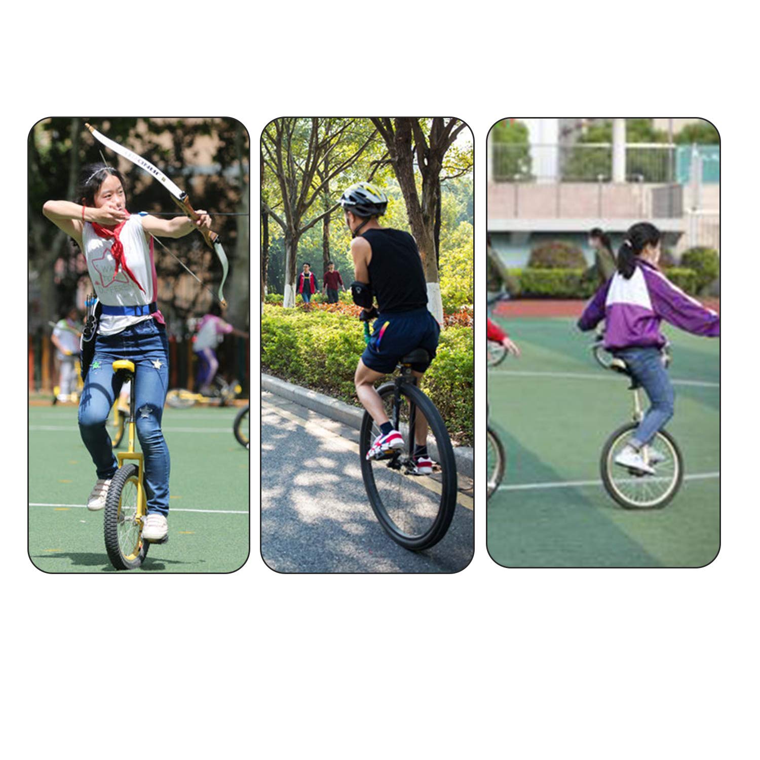 Nisorpa 20" Inch Unicycle Classic Black One Wheel Bike with Anti-Skid Alloy Rim and Pedal Adjustable Height Cycling for Kids Adults Beginner Outdoor Indoor Sports Entertainment Fun